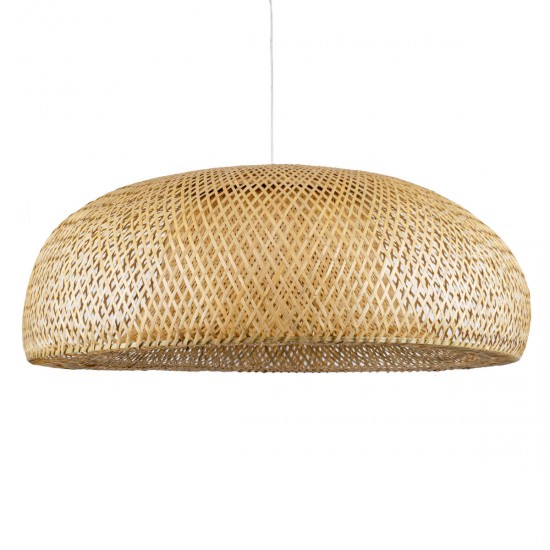 GloboStar® SAN TROPEZ 00673 Μοντέρνο Κρεμαστό Φωτιστικό Οροφής Μονόφωτο 1 x E27 Μπεζ Μπαμπού Πλέγμα Φ100 x Υ35cm GloboStar® SAN TROPEZ 00673 Μοντέρνο Κρεμαστό Φωτιστικό Οροφής Μονόφωτο 1 x E27 Μπεζ Μπαμπού Πλέγμα Φ100 x Υ35cm