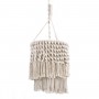 GloboStar® ALGERIA 36204 Boho - Μακραμέ - Macrame Κρεμαστό Φωτιστικό Οροφής Μονόφωτο 1 x E27 Πλεκτό Χειροποίητο Μπεζ Υφασμάτινο με Σχοινί Φ30 x Υ40cm
