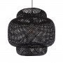 GloboStar® MALDIVES 00579 Μοντέρνο Κρεμαστό Φωτιστικό Οροφής Μονόφωτο 1 x E27 Μαύρο Μπαμπού Πλέγμα Φ56 x Υ54cm