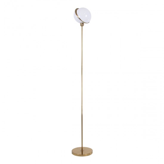 GloboStar® HUDSON 00500 Μοντέρνο Φωτιστικό Δαπέδου Μονόφωτο 1 x E27 Χρυσό Μεταλλικό Μπάλα Λευκό με Χρυσό D20 x H177cm