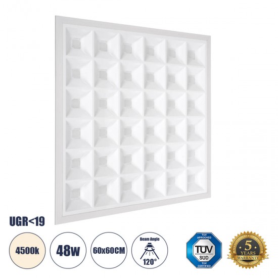 GloboStar® ZEUS 60969 Χωνευτό LED Panel 60x60cm 48W 7200lm 120° CRI≥86Ra UGR<19 Anti-Glare Shield Diffuser AC 220-240V IP44 Μ60 x Π60 x Υ3.3cm - Φυσικό Λευκό 4500K - Bridgelux High Lumen Chips - TÜV Certified Driver - 5 Years Warranty GloboStar® ZEUS 60969 Χωνευτό LED Panel 60x60cm 48W 7200lm 120° CRI≥86Ra UGR<19 Anti-Glare Shield Diffuser AC 220-240V IP44 Μ60 x Π60 x Υ3.3cm - Φυσικό Λευκό 4500K - Bridgelux High Lumen Chips - TÜV Certified Driver - 5 Years Warranty