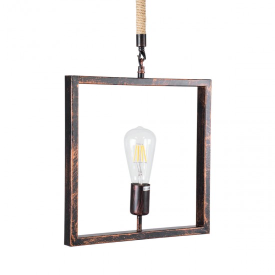 GloboStar® FRAISE 01814 Vintage Κρεμαστό Φωτιστικό Οροφής Μονόφωτο 1 x E27 Καφέ Σκουριά Μεταλλικό με Μπεζ Σχοινί Μ32 x Π4 x Υ32cm GloboStar® FRAISE 01814 Vintage Κρεμαστό Φωτιστικό Οροφής Μονόφωτο 1 x E27 Καφέ Σκουριά Μεταλλικό με Μπεζ Σχοινί Μ32 x Π4 x Υ32cm