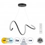 GloboStar® SPIRALE 61283 Κρεμαστό Φωτιστικό Οροφής Design LED CCT 75W 8400lm 300° AC 220-240V - Εναλλαγή Φωτισμού μέσω Τηλεχειριστηρίου All In One Ψυχρό 6000k+Φυσικό 4500k+Θερμό 2700k Dimmable Μ72 x Π25 x Υ18cm - Μαύρο - 3 Years Warranty