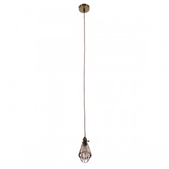 GloboStar® FLOWER IRON RUST 01180 Vintage Industrial Κρεμαστό Φωτιστικό Οροφής Μονόφωτο Καφέ Σκουριά Μεταλλικό Πλέγμα Φ10 x Y20cm