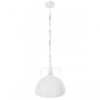GloboStar® LARKIN 01174 Vintage Κρεμαστό Φωτιστικό Οροφής Μονόφωτο 1 x E27 Λευκό Μεταλλικό Καμπάνα Φ31 x Y30cm