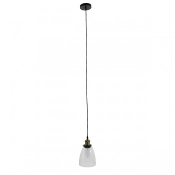 GloboStar® WICKHAM 01168 Vintage Κρεμαστό Φωτιστικό Οροφής Μονόφωτο 1 x E27 Γυάλινο Καμπάνα Φ14 x Y23cm