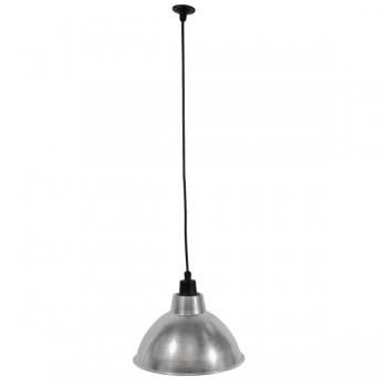 GloboStar® LOUVE 01178 Vintage Industrial Κρεμαστό Φωτιστικό Οροφής Μονόφωτο Ασημί Μεταλλικό Καμπάνα Φ39 x Y32cm