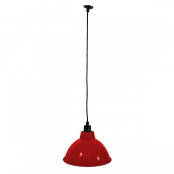 GloboStar® LOUVE 01177 Vintage Industrial Κρεμαστό Φωτιστικό Οροφής Μονόφωτο Κόκκινο Μεταλλικό Καμπάνα Φ39 x Y32cm