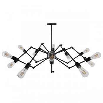 GloboStar® SPIDER 01012 Vintage Industrial Φωτιστικό Οροφής Πολύφωτο Μαύρο Μεταλλικό Φ100 x Y40cm