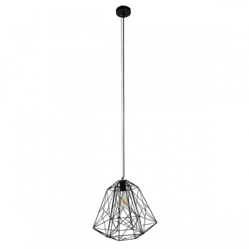 GloboStar® GRID 01022 Vintage Industrial Kρεμαστό Φωτιστικό Οροφής Μονόφωτο Μαύρο Μεταλλικό Πλέγμα Φ32 x Y34cm