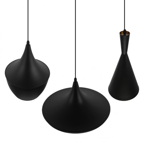 GloboStar® SHANGHAI BLACK 01025 SET 3 Μοντέρνα Κρεμαστά Φωτιστικά Οροφής Τρίφωτο 3 x E27 Μαύρα Μεταλλικά Καμπάνα GloboStar® SHANGHAI BLACK 01025 SET 3 Μοντέρνα Κρεμαστά Φωτιστικά Οροφής Τρίφωτο 3 x E27 Μαύρα Μεταλλικά Καμπάνα
