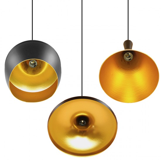 GloboStar® SHANGHAI BLACK 01025 SET 3 Μοντέρνα Κρεμαστά Φωτιστικά Οροφής Τρίφωτο 3 x E27 Μαύρα Μεταλλικά Καμπάνα GloboStar® SHANGHAI BLACK 01025 SET 3 Μοντέρνα Κρεμαστά Φωτιστικά Οροφής Τρίφωτο 3 x E27 Μαύρα Μεταλλικά Καμπάνα