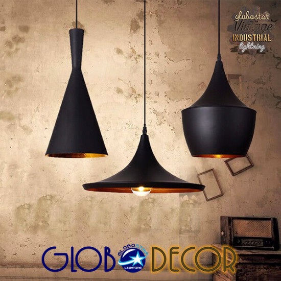 GloboStar® SHANGHAI BLACK 01025 SET 3 Μοντέρνα Κρεμαστά Φωτιστικά Οροφής Τρίφωτο 3 x E27 Μαύρα Μεταλλικά Καμπάνα GloboStar® SHANGHAI BLACK 01025 SET 3 Μοντέρνα Κρεμαστά Φωτιστικά Οροφής Τρίφωτο 3 x E27 Μαύρα Μεταλλικά Καμπάνα