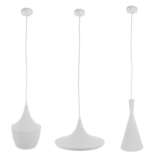 GloboStar® SHANGHAI WHITE 01026 SET 3 Μοντέρνα Κρεμαστά Φωτιστικά Οροφής Τρίφωτο 3 x E27 Λευκά Μεταλλικά Καμπάνα GloboStar® SHANGHAI WHITE 01026 SET 3 Μοντέρνα Κρεμαστά Φωτιστικά Οροφής Τρίφωτο 3 x E27 Λευκά Μεταλλικά Καμπάνα