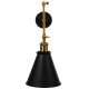 GloboStar® CRUCE 01037 Vintage Industrial Φωτιστικό Τοίχου Απλίκα Μονόφωτο με Σπαστό Μεταλλικό Βραχίονα και Μαύρη Καμπάνα Φ19 x Μ63 x Π19 x Υ77cm