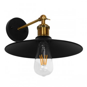GloboStar® MINIMALL 01039 Vintage Industrial Φωτιστικό Τοίχου Απλίκα Μονόφωτο Μαύρο Μεταλλικό Καμπάνα Φ26 x Μ39 x Π26 x Υ18cm