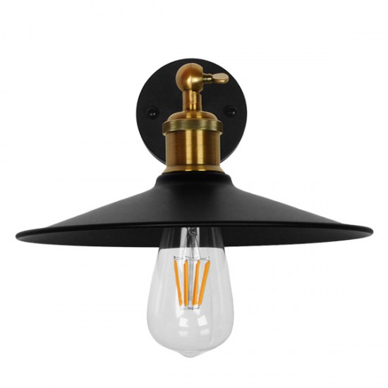 GloboStar® MINIMALL 01039 Vintage Industrial Φωτιστικό Τοίχου Απλίκα Μονόφωτο Μαύρο Μεταλλικό Καμπάνα Φ26 x Μ39 x Π26 x Υ18cm