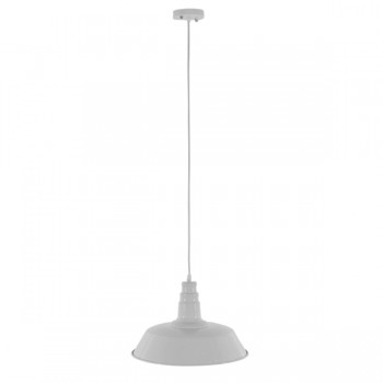 GloboStar® RAY 01043 Vintage Industrial Κρεμαστό Φωτιστικό Οροφής Μονόφωτο 1 x E27 Λευκό Μεταλλικό Καμπάνα Φ36 x Y25cm