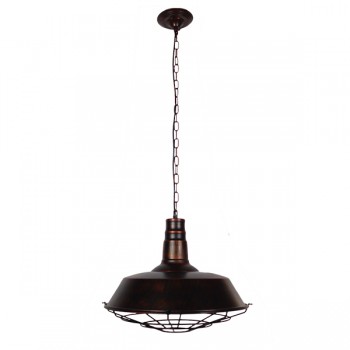 GloboStar® BARN 01045 Vintage Industrial Κρεμαστό Φωτιστικό Οροφής Μονόφωτο 1 x E27 Καφέ Σκουριά Μεταλλικό Καμπάνα Φ46 x Y25cm