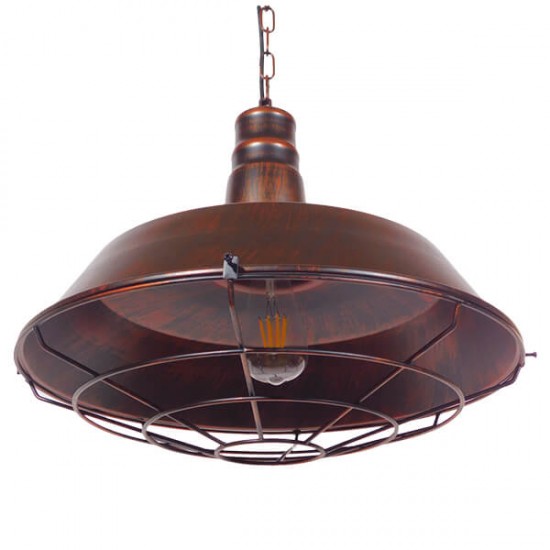 GloboStar® BARN 01045 Vintage Industrial Κρεμαστό Φωτιστικό Οροφής Μονόφωτο 1 x E27 Καφέ Σκουριά Μεταλλικό Καμπάνα Φ46 x Y25cm GloboStar® BARN 01045 Vintage Industrial Κρεμαστό Φωτιστικό Οροφής Μονόφωτο 1 x E27 Καφέ Σκουριά Μεταλλικό Καμπάνα Φ46 x Y25cm