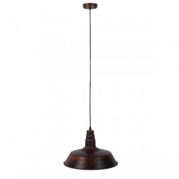GloboStar® RAY 01046 Vintage Industrial Κρεμαστό Φωτιστικό Οροφής Μονόφωτο 1 x E27 Καφέ Σκουριά Μεταλλικό Καμπάνα Φ36 x Y25cm