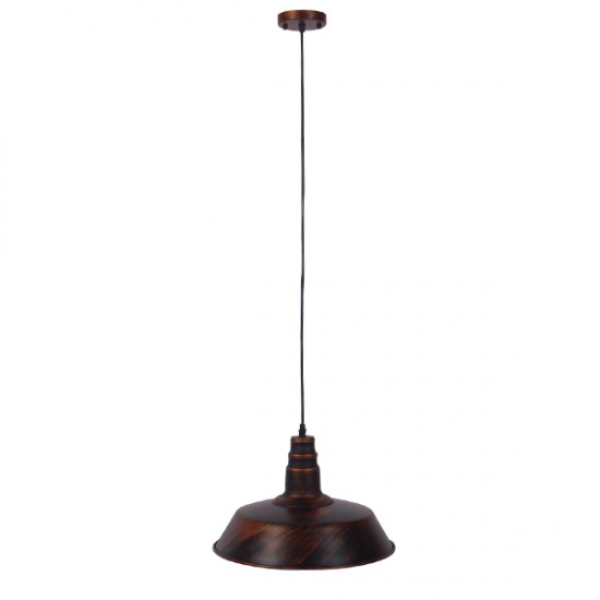 GloboStar® RAY 01046 Vintage Industrial Κρεμαστό Φωτιστικό Οροφής Μονόφωτο 1 x E27 Καφέ Σκουριά Μεταλλικό Καμπάνα Φ36 x Y25cm