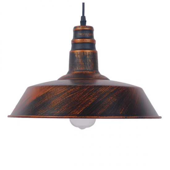 GloboStar® RAY 01046 Vintage Industrial Κρεμαστό Φωτιστικό Οροφής Μονόφωτο 1 x E27 Καφέ Σκουριά Μεταλλικό Καμπάνα Φ36 x Y25cm