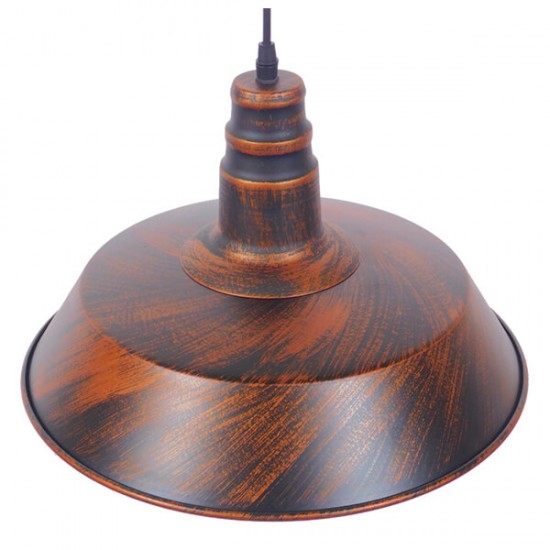 GloboStar® RAY 01046 Vintage Industrial Κρεμαστό Φωτιστικό Οροφής Μονόφωτο 1 x E27 Καφέ Σκουριά Μεταλλικό Καμπάνα Φ36 x Y25cm
