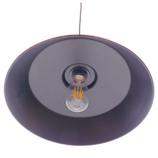 GloboStar® RAY 01046 Vintage Industrial Κρεμαστό Φωτιστικό Οροφής Μονόφωτο 1 x E27 Καφέ Σκουριά Μεταλλικό Καμπάνα Φ36 x Y25cm