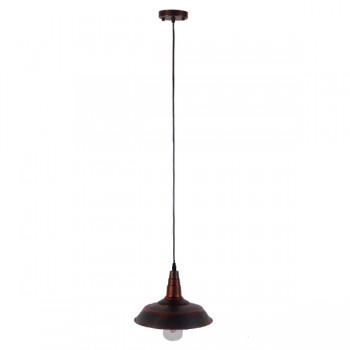 GloboStar® RAY 01047 Vintage Industrial Κρεμαστό Φωτιστικό Οροφής Μονόφωτο 1 x E27 Καφέ Σκουριά Μεταλλικό Καμπάνα Φ26 x Y25cm