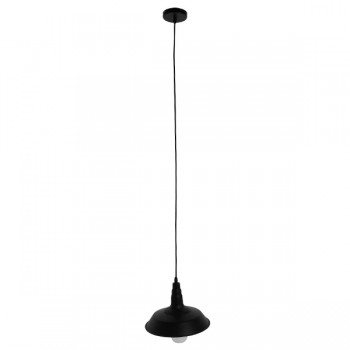 GloboStar® RAY 01050 Vintage Industrial Κρεμαστό Φωτιστικό Οροφής Μονόφωτο 1 x E27 Μαύρο Μεταλλικό Καμπάνα Φ26 x Y25cm