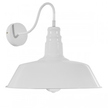 GloboStar® SORD 01051 Vintage Industrial Φωτιστικό Τοίχου Απλίκα Μονόφωτο Λευκό Μεταλλικό Καμπάνα Φ36 x Μ42 x Π36 x Υ32cm