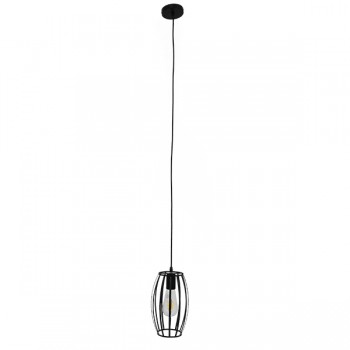 GloboStar® ZEBRA 01062 Vintage Industrial Κρεμαστό Φωτιστικό Οροφής Μονόφωτο Μαύρο Μεταλλικό Πλέγμα Φ15 x Y24cm