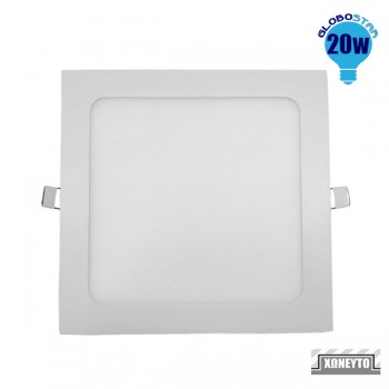 Πάνελ PL LED Οροφής Χωνευτό Τετράγωνο 20W 230V 1920lm 180° Ψυχρό Λευκό 6000k GloboStar 01884