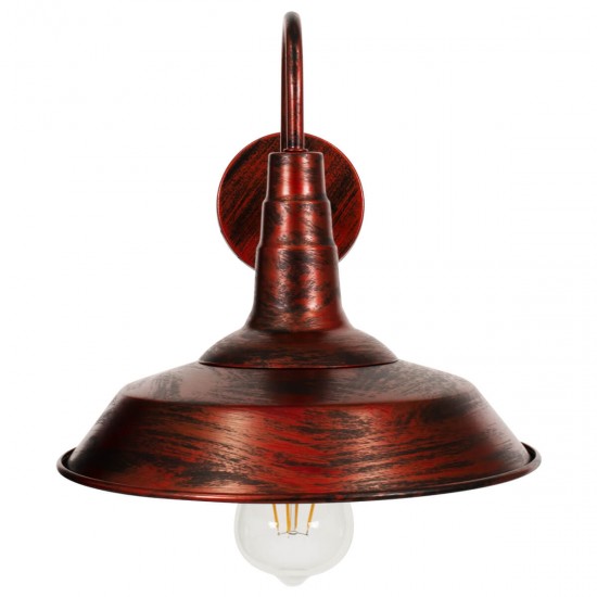 GloboStar® SORD 01067 Vintage Industrial Φωτιστικό Τοίχου Απλίκα Μονόφωτο Καφέ Σκουριά Μεταλλικό Καμπάνα Φ26 x Μ37 x Π26 x Υ32cm