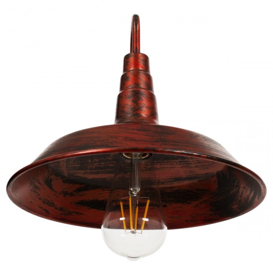GloboStar® SORD 01067 Vintage Industrial Φωτιστικό Τοίχου Απλίκα Μονόφωτο Καφέ Σκουριά Μεταλλικό Καμπάνα Φ26 x Μ37 x Π26 x Υ32cm