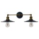 GloboStar® TWINS 01069 Vintage Industrial Φωτιστικό Τοίχου Απλίκα Δίφωτο Μαύρο Μεταλλικό Καμπάνα Φ21 x Μ30 x Π60 x Υ18cm