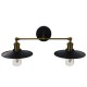 GloboStar® TWINS 01069 Vintage Industrial Φωτιστικό Τοίχου Απλίκα Δίφωτο Μαύρο Μεταλλικό Καμπάνα Φ21 x Μ30 x Π60 x Υ18cm