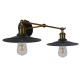 GloboStar® TWINS 01069 Vintage Industrial Φωτιστικό Τοίχου Απλίκα Δίφωτο Μαύρο Μεταλλικό Καμπάνα Φ21 x Μ30 x Π60 x Υ18cm