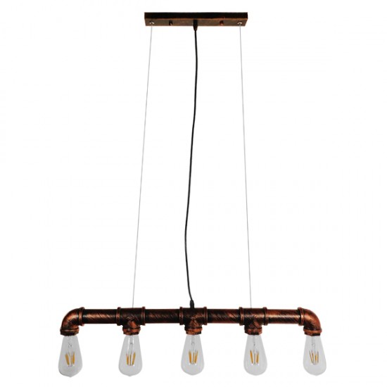 GloboStar® CANAL 01070 Vintage Industrial Κρεμαστό Φωτιστικό Οροφής Πολύφωτο 5 x E27 Καφέ Σκουριά Μεταλλικό Ράγα Μ88 x Π4.5 x Y7cm GloboStar® CANAL 01070 Vintage Industrial Κρεμαστό Φωτιστικό Οροφής Πολύφωτο 5 x E27 Καφέ Σκουριά Μεταλλικό Ράγα Μ88 x Π4.5 x Y7cm