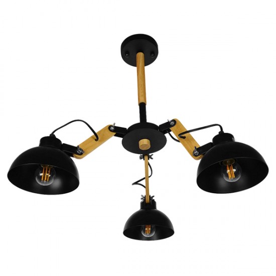 GloboStar® OLD SCHOOL 01093 Μοντέρνο Industrial Φωτιστικό Οροφής Τρίφωτο Μαύρο Μεταλλικό με Φυσικό Ξύλο Καμπάνα Φ75 x Y38cm GloboStar® OLD SCHOOL 01093 Μοντέρνο Industrial Φωτιστικό Οροφής Τρίφωτο Μαύρο Μεταλλικό με Φυσικό Ξύλο Καμπάνα Φ75 x Y38cm