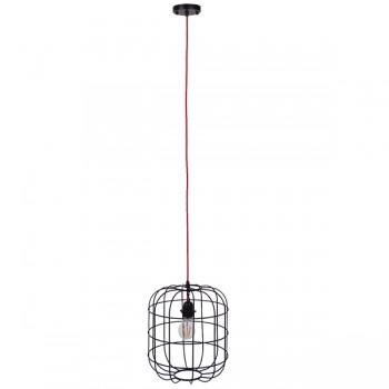 GloboStar® PARROT 01099 Μοντέρνο Industrial Κρεμαστό Φωτιστικό Οροφής Μονόφωτο Μαύρο Μεταλλικό Πλέγμα Φ30 x Y35cm