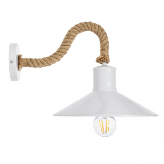 GloboStar® VINSA 01130 Vintage Φωτιστικό Τοίχου Απλίκα Μονόφωτο 1 x E27 Λευκό Μεταλλικό Καμπάνα με Μπεζ Σχοινί Μ37.5 x Π26.7 x Υ25cm GloboStar® VINSA 01130 Vintage Φωτιστικό Τοίχου Απλίκα Μονόφωτο 1 x E27 Λευκό Μεταλλικό Καμπάνα με Μπεζ Σχοινί Μ37.5 x Π26.7 x Υ25cm