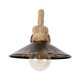 GloboStar® BRASSO 01132 Vintage Φωτιστικό Τοίχου Απλίκα Μονόφωτο 1 x E27 Καφέ Σκουριά Μεταλλικό Καμπάνα με Μπεζ Σχοινί Μ38 x Π26.7 x Υ22cm