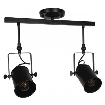 GloboStar® HOLLYWOOD 01154 Vintage Φωτιστικό Οροφής Δίφωτο Μαύρο Μεταλλικό Ράγα Μ44 x Π13 x Υ36cm