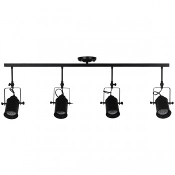 GloboStar® HOLLYWOOD 01156 Vintage Φωτιστικό Οροφής Πολύφωτο Μαύρο Μεταλλικό Ράγα Μ13 x Π110 x Υ38cm
