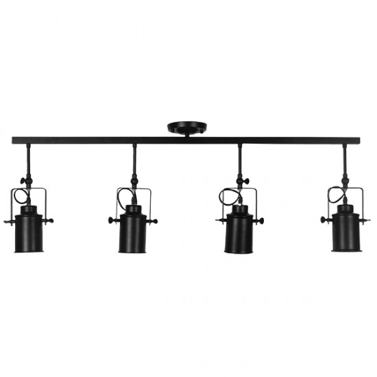 GloboStar® HOLLYWOOD 01156 Vintage Φωτιστικό Οροφής Πολύφωτο Μαύρο Μεταλλικό Ράγα Μ13 x Π110 x Υ38cm