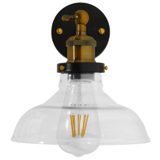 GloboStar® LIVID 01159 Vintage Φωτιστικό Τοίχου Απλίκα Μονόφωτο Μπρούτζινο Μεταλλικό με Γυάλινη Καμπάνα Φ15 x Μ20 x Π15 x Υ25cm GloboStar® LIVID 01159 Vintage Φωτιστικό Τοίχου Απλίκα Μονόφωτο Μπρούτζινο Μεταλλικό με Γυάλινη Καμπάνα Φ15 x Μ20 x Π15 x Υ25cm