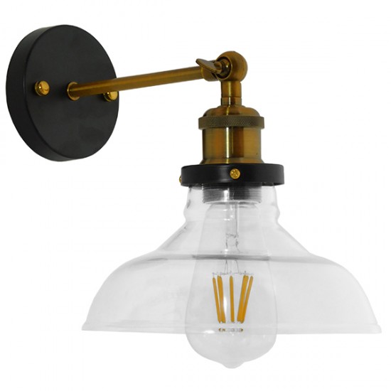 GloboStar® LIVID 01159 Vintage Φωτιστικό Τοίχου Απλίκα Μονόφωτο Μπρούτζινο Μεταλλικό με Γυάλινη Καμπάνα Φ15 x Μ20 x Π15 x Υ25cm GloboStar® LIVID 01159 Vintage Φωτιστικό Τοίχου Απλίκα Μονόφωτο Μπρούτζινο Μεταλλικό με Γυάλινη Καμπάνα Φ15 x Μ20 x Π15 x Υ25cm