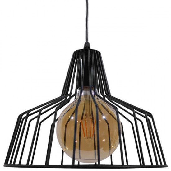 GloboStar® TERE 01165 Vintage Industrial Κρεμαστό Φωτιστικό Οροφής Μονόφωτο Μαύρο Μεταλλικό Πλέγμα Καμπάνα Φ30 x Y25cm GloboStar® TERE 01165 Vintage Industrial Κρεμαστό Φωτιστικό Οροφής Μονόφωτο Μαύρο Μεταλλικό Πλέγμα Καμπάνα Φ30 x Y25cm